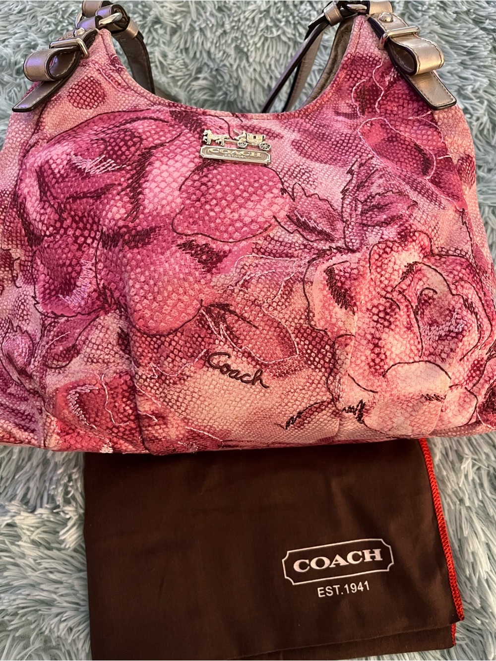 Coach Rare Limited Edition Madison Floral Rose Maggie Hobo/ Shoulder Bag EUC - Picture 7 of 16